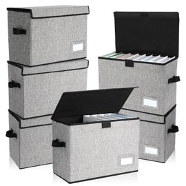 Chuangdi 6 Pcs Comic Book Storage Boxes, Collapsible Comic Short Box Case with Lid, 15.8 x 7.9 x 11.4 Inch Comic Book Bin Container Holds 150 Comics(Gray)