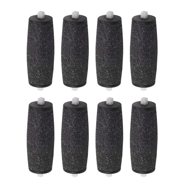 8-Pack Electric Foot File Replacement Heads, Compatible Refill Rollers, Black
