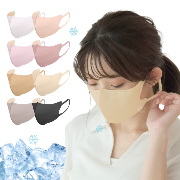 3D Cooling Mask, Non-Woven Fabric, Summer, Cool Touch, Disposable, Easy to Breathe, For Summer, Easy to Breathe, Color Mask, Sculpted, Large, Easy to Breathe, Stylish, Does Not Hurt Ears, Virus, PM2.5, Pollen, Infection Prevention, Unisex, Adult Regular (10 Pieces, Honey)