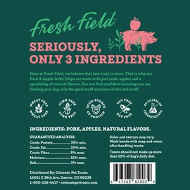 Fresh Field Pork & Apple Jerky Chips, 5 oz – All-Natural Dog Treats, USA Made, No Fillers, Supports Digestion & Nerves