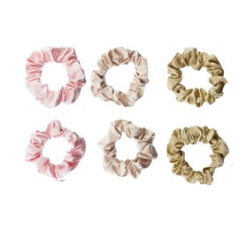 Mytoptrendz 6 Pcs set Satin Scrunchies for Girls Traceless Ponytail Holder Small Soft Silk Satin Hair Ties for Women Kids Thin Fine Hair (Pink, Blush Champagne Gold assorted Colour)