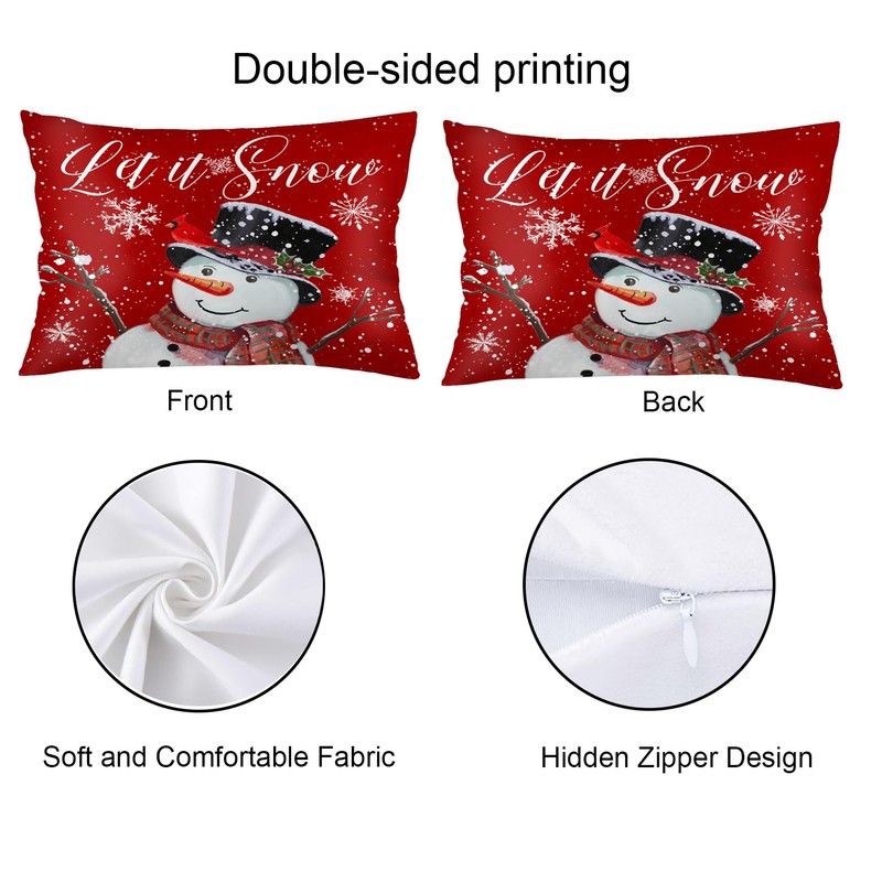 Easternproject Let it Snow Snowman Christmas Large Pillowcases 20x40 Inch