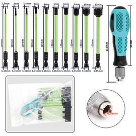 Hex Hex Screwdriver Bit Set Long 100 mm 1/4 Inch S2 Impactor Bit Set for Cordless Screwdriver 1.5/2/2.5/3/4/5/6/8/10/12 Magnetic Hexagon Allen Key (10 + Screwdriver Handle)