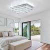 Finktonglan Modern Crystal LED Ceiling Light Fixture 20” Rectangular Flush
