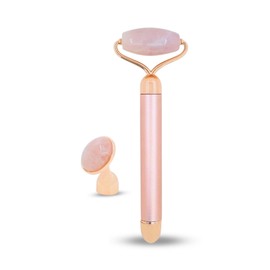 Masseur Face Roller Stone Quartz Electric Pink - Roller in 100% Natural Pink Quartz - Integrated Vibration System for More Efficiency - Anti-Ageing - Stimulates Blood Circulation - Sun & Sia