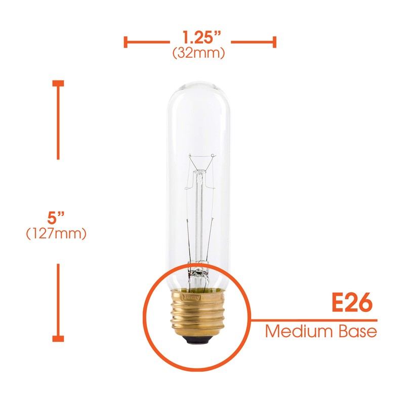 Xtricity 25 Watt T10 Clear Tubular Incandescent Light Bulb, Showcase