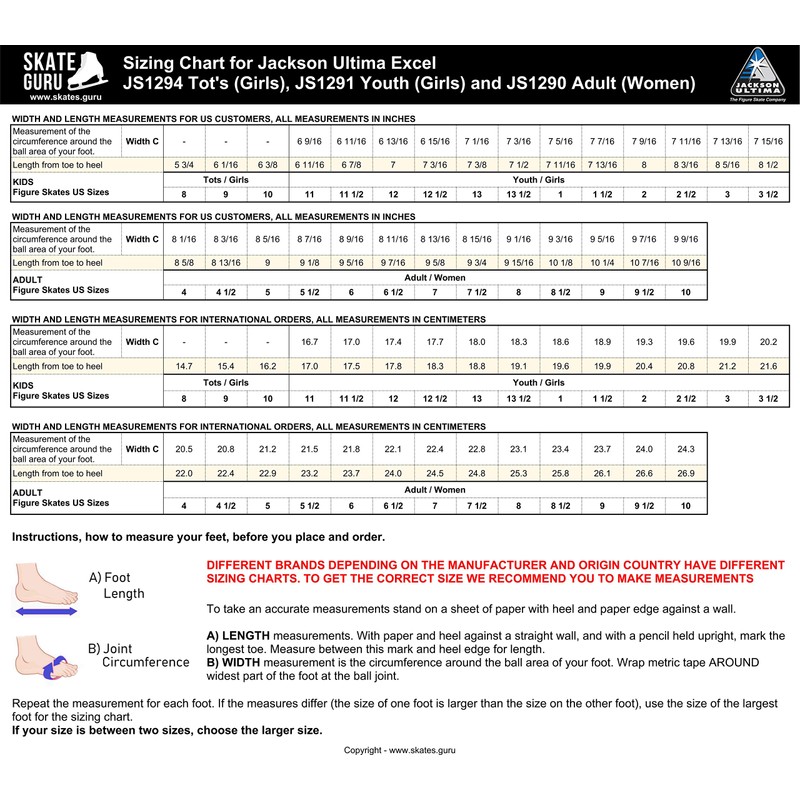 Jackson Ultima Excel JS1291 Womens Ice Skates Width: Medium/Size: Youth
