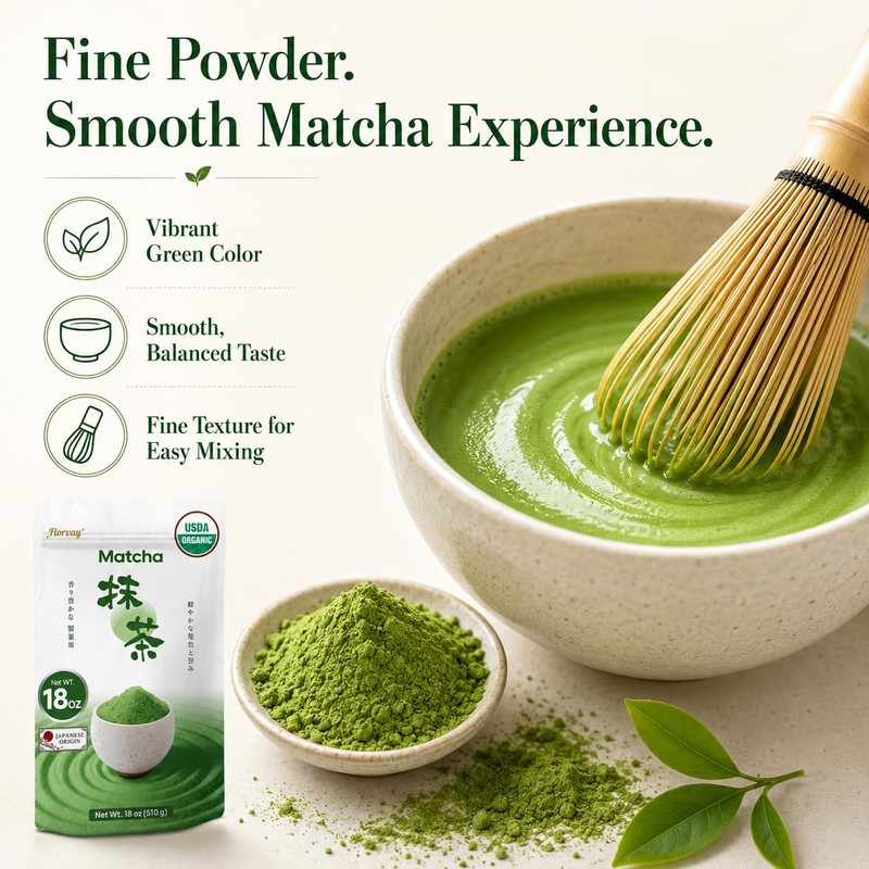 Japanese Organic Matcha Powder 18oz: Culinary Grade Green Tea Powder
