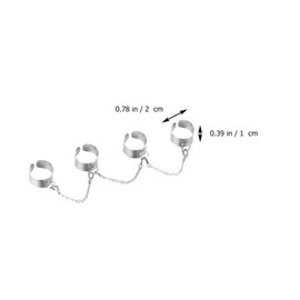 Happyyami Four Finger Open Rings Chain Combination Ring Stackable Knuckle Ring for Women Party Punk Gothic Vintage Finger Jewellery Decor