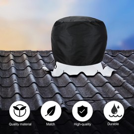 4 Pack Wind Turbine Roof Vent Cover 20" x 20" Turbine Ventilator Cover Attic Vent Wind Turbines Ventilator Protector Shield Waterproof 420d Oxford Tarps with Adjustable Drawstring Design (Black)