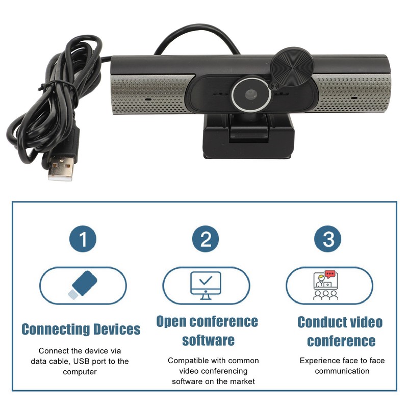 PC Webcam with Microphone 2K 30 Frame Auto Focus FHD