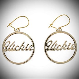 Vintage Script Gold Tone Name"Vickie" Pierced Earrings For Women Statement Chunky Crystal Fashion Jewelry Or Clip Statement Chunky Pendant Rhinestone Necklace for Women