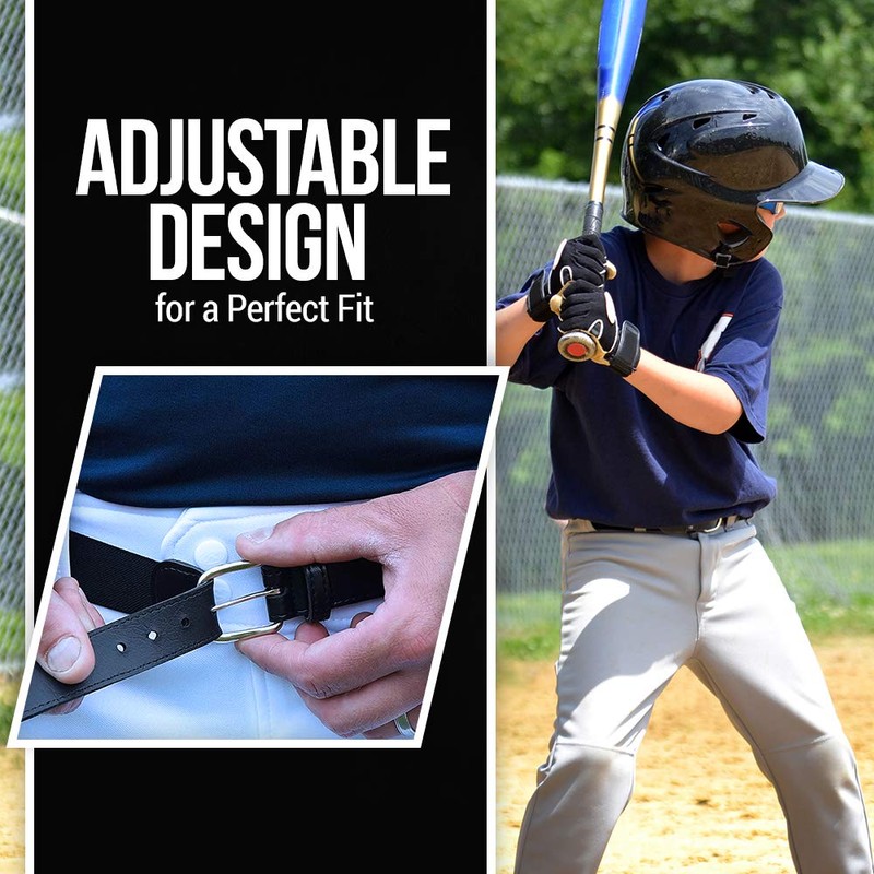 Kids Elastic Adjustable Belt with Leather Closure - Navy Blue