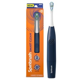 Spinbrush Smart Clean - Cepillo de dientes eléctrico con pilas, cerdas suaves, azul medianoche