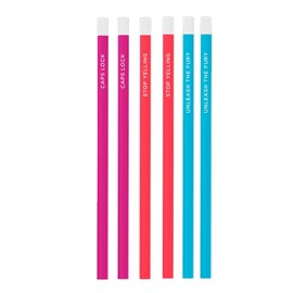 TOOT Fun Phrase All Caps HB Pencil Set of 6, Bright Multi
