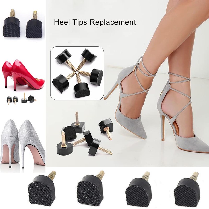 6 Pairs High Heel Tips Shoes Replacement Kit Black Non-Slip