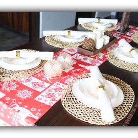 Lang Horn Weihnachts-Tischläufer Rot, Winter Tisch Dekoration, Moderne Küche, Esstisch-Dekoration , Party, Wohnzimmer-Dekor, Herbst Tischläufer ( LANG 30cm x 270cm )