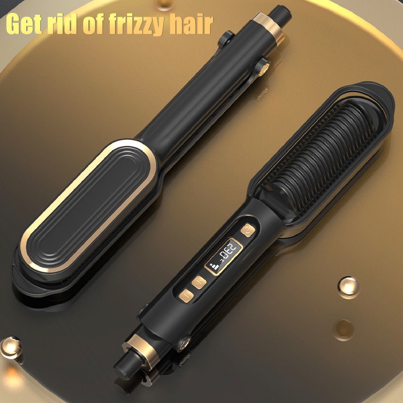 LED Hair Straightening Brush Negative Ion Adjustable Temperature Automatic Straight