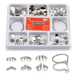 Banda Matriz Dental Contorneadas 100 Pzs Anillos Kit