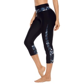 ALove Long Board Shorts for Women High Waist Swim Shorts UPF 50+ Wetsuit Pants L