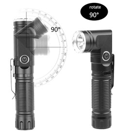 Rechargeable Glare Flashlights 900 Lumens, with Steel Clip & Headband 90 Degree LED Angle Flash Light, 3 Mode Tactical Flashlight, with Magnetic Tail Cover, Suitable for Camping Riding Garage Work