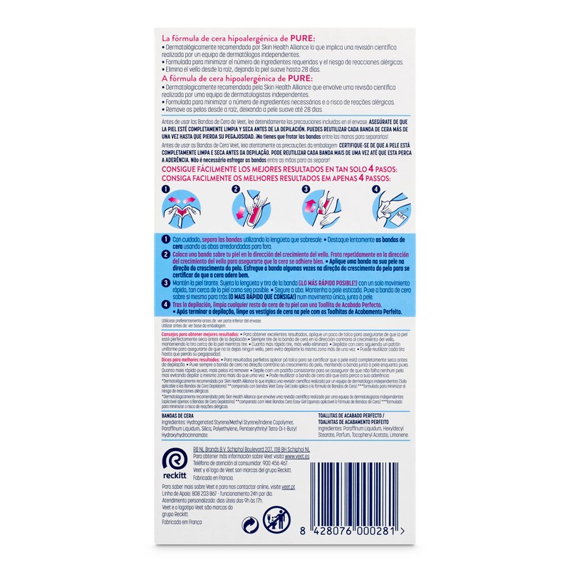 BANDAS DE CERA depilatorias corporales pure piel sensitive 20 u