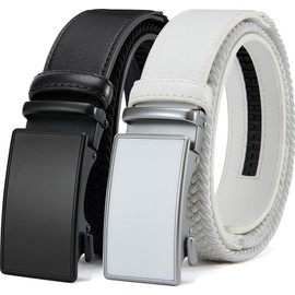 Cinturón de carraca de piel elástico para hombre, cinturón elástico trenzado, cinturón de tela casual, ancho de diseño de 1 3/8 pulgadas para pantalones de golf, Cinturón de carraca negro/blanco,