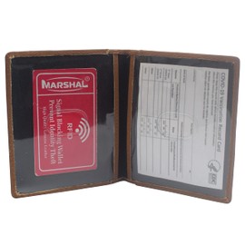 RFID Blocking Genuine Leather Vaccination Passport Holder/Cover, Genuine Leather Vaccination Card Holder, Vaccine Card Holder (Tan)