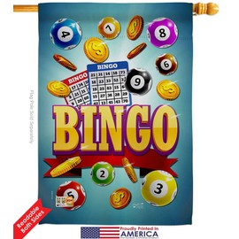 Angeleno Heritage Games Bingo Win Night Garden House Flags Kit Interests Bunco Dice Poker Hobbies Leisure Activity Small Decorative Gift Yard Banner Double-Sided Made in USA 28 X 40