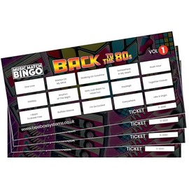 BeeBox Music Match Bingo Game Tickets, 120 Tickets Per Pack (Back to the 80's Vol1)