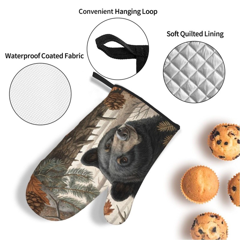 Bear Oven Mitts and Pot Holders Set of 4pcs Heat