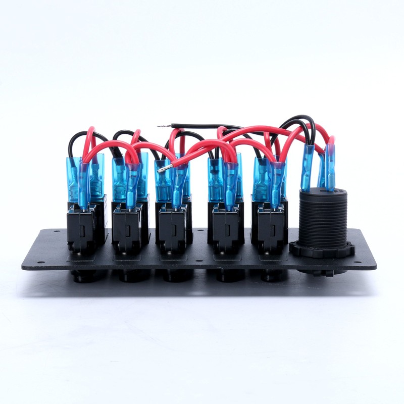 Amarine Made 5 Gang Aluminium LED Rocker & CIG Socket