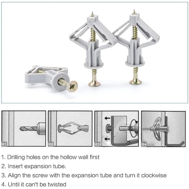ANBOO Set of 100 expansion dowels, hollow wall dowels, suitable