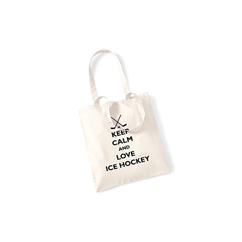 Keep calm and love ice hockey tote bag