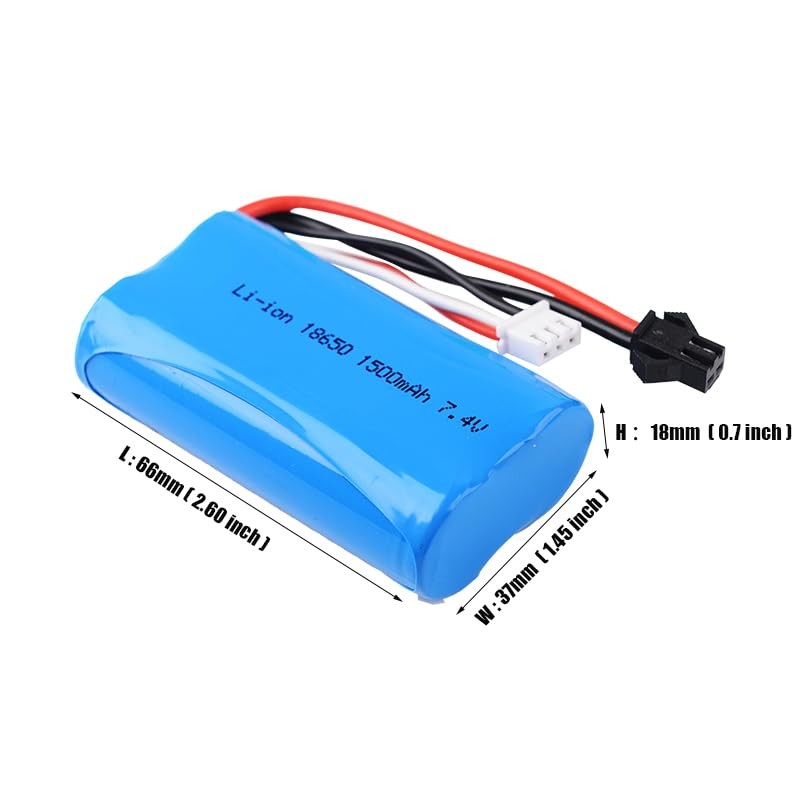 2 pcs 7.4V 1500Mah 15C SM2P Plug li-on Battery for