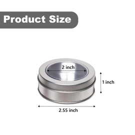 YKEBVPW 4Pcs 2oz Tins with Lids Small Round Empty Metal Tin Boxes for Candy Party Favors Crafts Balm Storage Containers for Spices Travel and More 2 Ounce Size with Clear Window Top