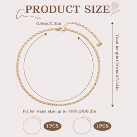 EHDWXVZM 2-Teilige Kettengürtel, Metallkettengürtel, Verstellbare Zierketten, Kettengürtel Für Kleider Und Hemden, Dünne Hosenketten, Modische Taillenkettengürtel, Damen-Taillenketten