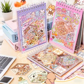 BetterJonny 10 in 1 DIY 3D House Stickers, Pink, Vinyl, Cartoon, 3D Sticker Scene