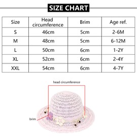 Girls Sun Hat Straw Hat Princess Holiday Lace Bucket Hat Foldable Baby Kids Spring Summer Beach Fisherman Hat Cute and Lovely White, 46cm
