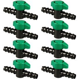 JOYPRO 1/2 Inch Drip Irrigation Barbed Valve, 8 Pack 1/2" Drip Barbed Shut Off Valves for 1/2 in. Drip Irrigation Tubing (.570-. 620" ID), 1/2" in-Line Cut Off Switch Valves for Drip Sprinkler System