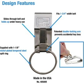 Lucky Line Belt Key Clip Secure A Key Slip On (40501), Nickel