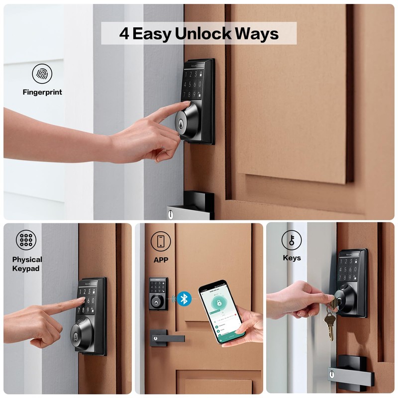 Keylynx 4-in-1 Smart Door Lock with APP Control, Fingerprint Door