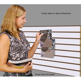 Marketing Holders 4 Pack Slatwall Hanging Brochure Holder for Bifolds or Booklets Slot Wall Display Caddy for 5.5" Info Sheets or Pamphlets for Restaurants Convenience Stores and Offices