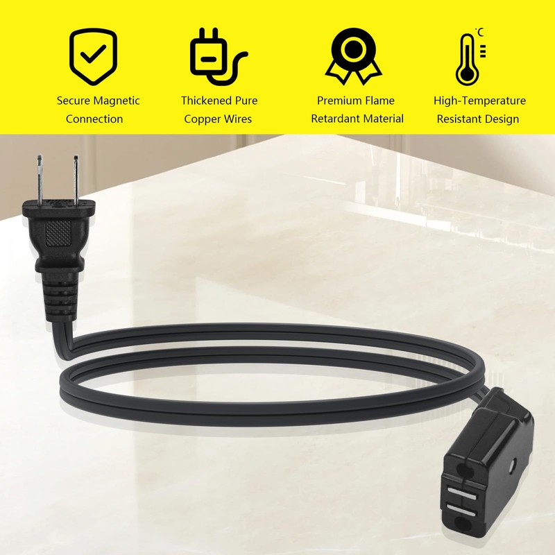 Replacement 09982 Deep Fryer Magnetic Power Cord