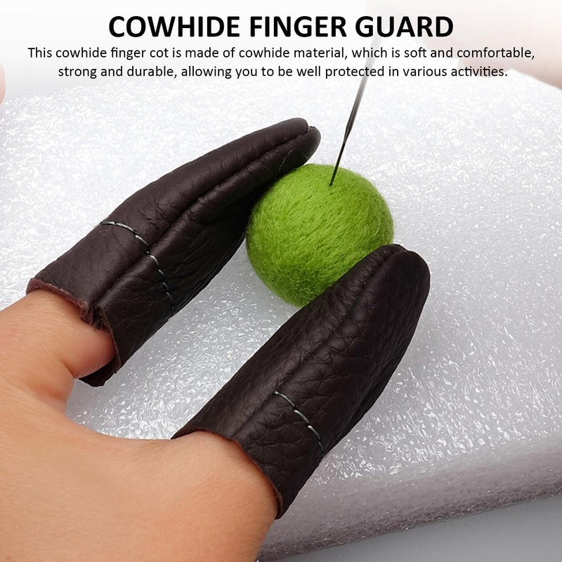 KRYMSON 4 Pairs Cowhide Leather Finger Guard, Cowhide Finger Guard,