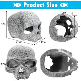 Tfwadmx Aquarium Skull Reptile House Decor Ceramic Head Skeleton Decorations Cave Betta Toys Fish Hideout Stones House for Tank Landscape Decorative Hideout Cave Shelter Shrimp Cichlid Hiding Breeding