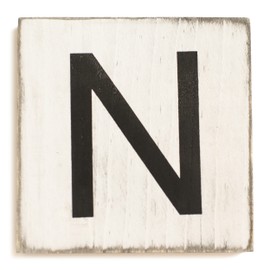 Stiles Letter Tiles, Wall Decor, Wooden Crossword Letters for Living Room, Dining Room, Kitchen, or Bedroom, Family Signs for Home 3.5 Inch, Rustic, Letter N