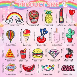 32 pieces hippie iron on vintage patches, embroidered patches, bright colours, cute cartoon pattern, iron-on patches, clothing for backpack, jacket, jeans, shirt and DIY crafts