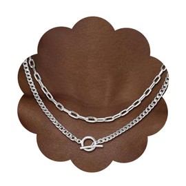 MLLISDGGET Modern Paperclip Link and Chunky Curb Chain Layered Necklaces Stackable Set, 14K Gold Plated Brass, Non-Tarnish Beach Jewelry for Women, Bold Statement Necklace Fashion Accessories Gifts.