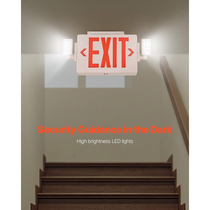 VEVOR LED Exit Sign with Emergency Lights, Two Heads Emergency